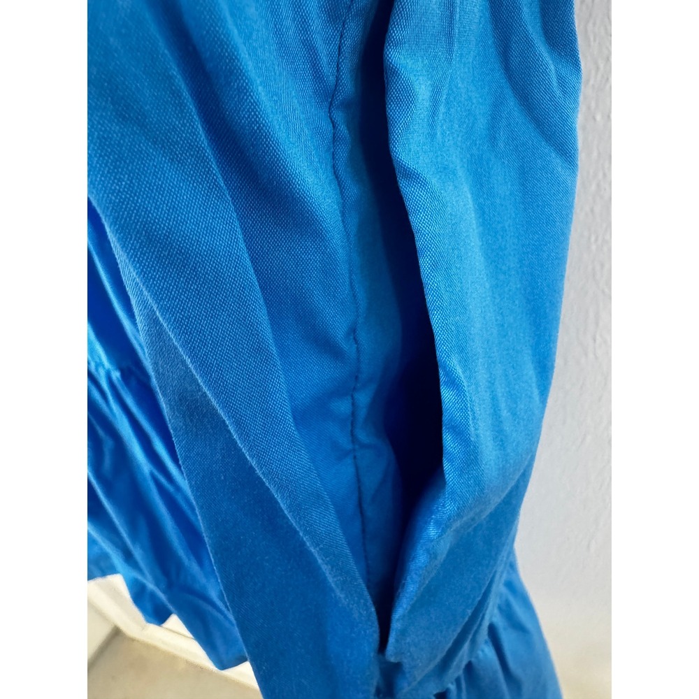 Chico's NWOT Blue Poplin Puff Sleeve Tiered Dress Pockets US 12 - Picture 9 of 10